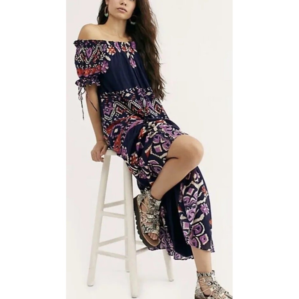 Free People Love Song Navy Maxi Dress